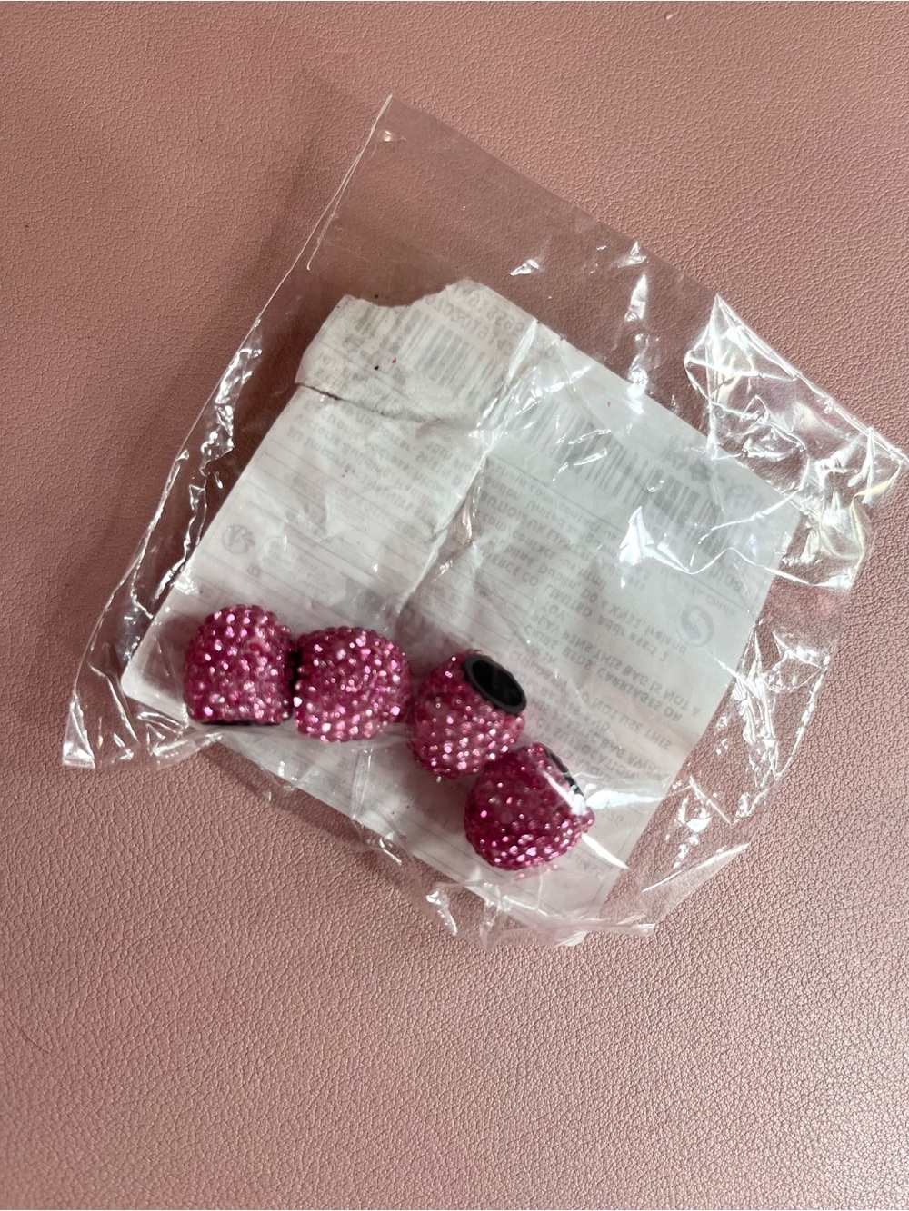 Pink Rhinestone Tire Valve Stem Caps - Picture 3 of 5